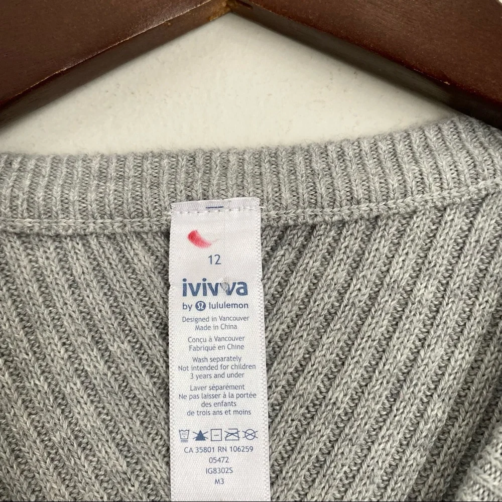 IVIVVA Girls 12 Solid Gray Top of The Whirl Long Sleeve Knit Sweater Dress X9